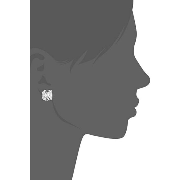 Kate Spade New York "Essentials" Small Square Stud Earrings in Clear/Silver - Picture 3 of 3